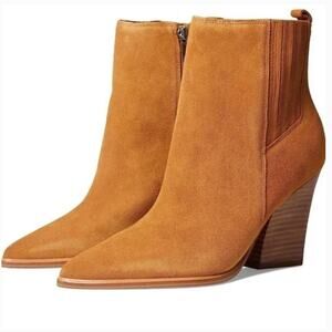 Marc Fisher Mariel Western Boots 6 Tan NWOT Brown Stacked Heel Ankle Booties
